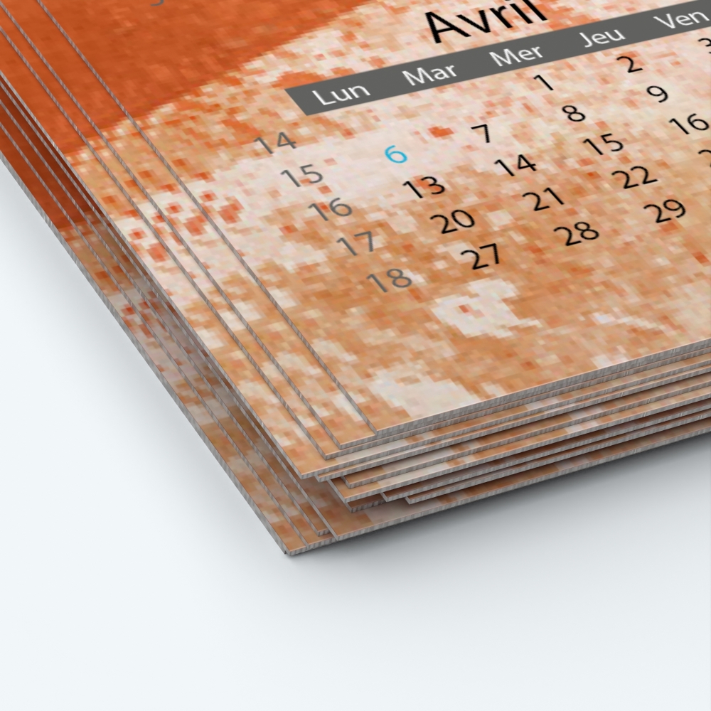 Calendrier photo deux pages - Papier épais rigide 400 g/m2