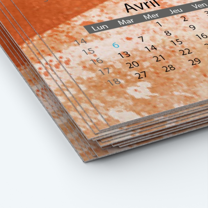 Calendrier photo deux pages - Papier épais rigide 400 g/m2