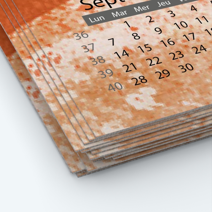 Calendrier photo une page XL - Papier épais rigide 400 g/m2