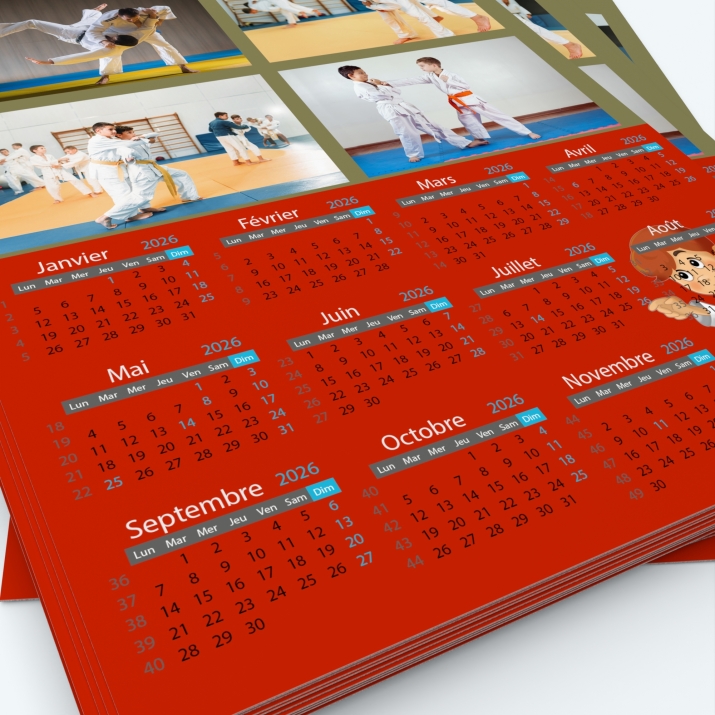 Calendrier photo une page - Papier épais rigide 400 g/m2