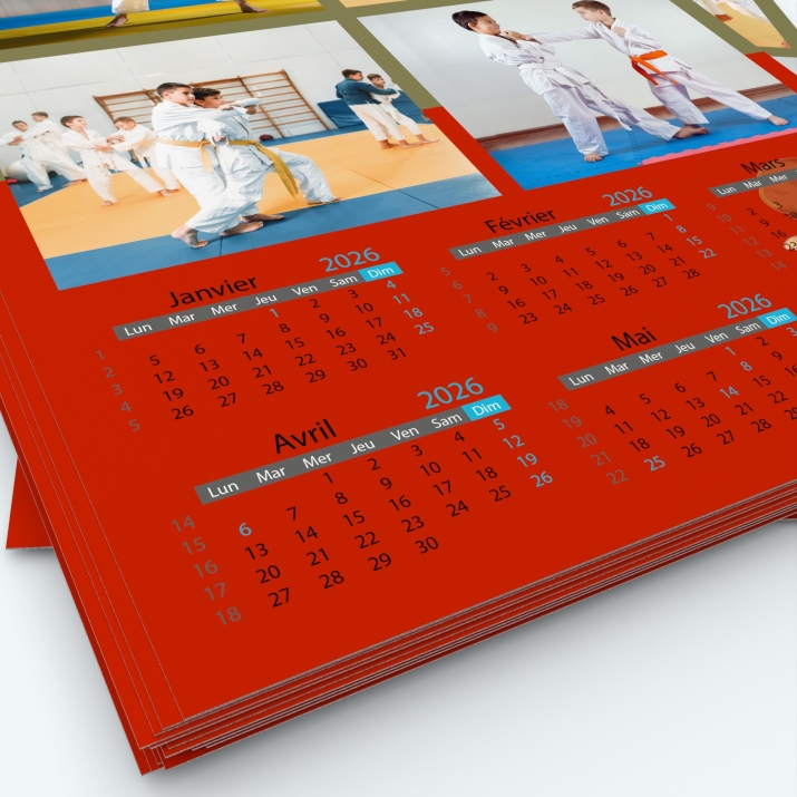 Calendrier photo deux pages XL - Grille calendaire personnalisable