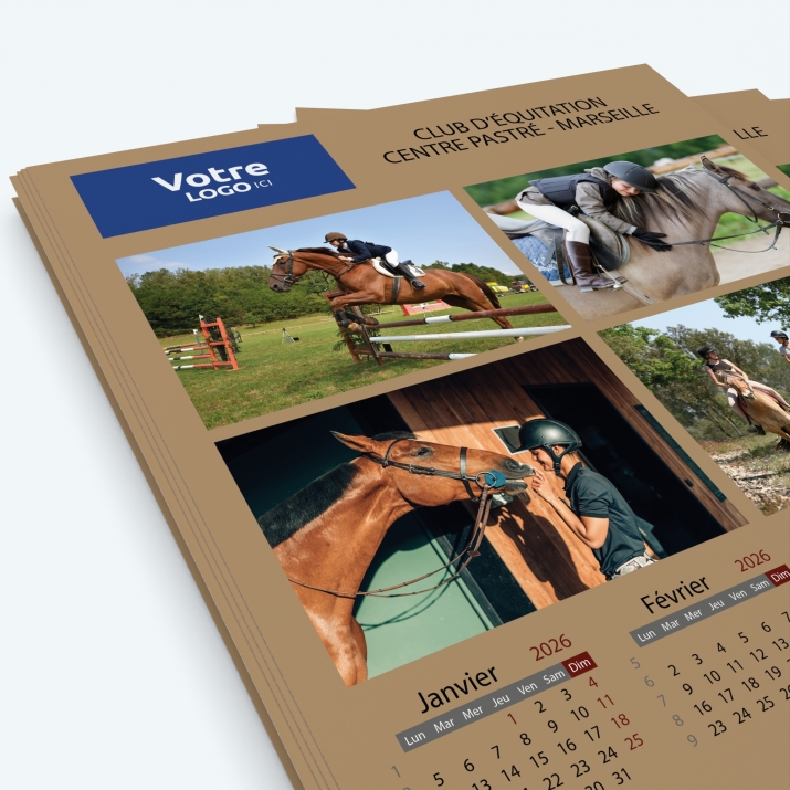Calendrier photo une page XL - Nombre de photos, logos et texte illimité