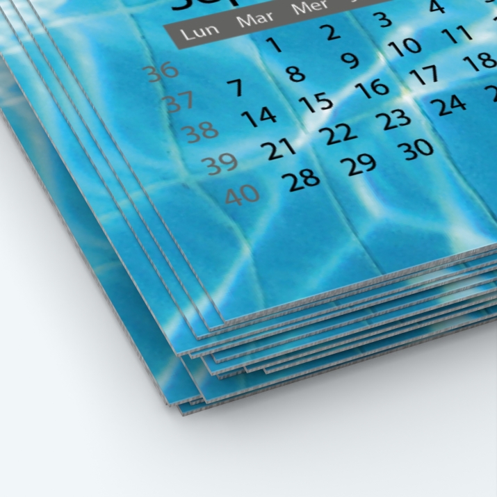 Calendrier photo une page - Papier épais rigide 400 g/m2