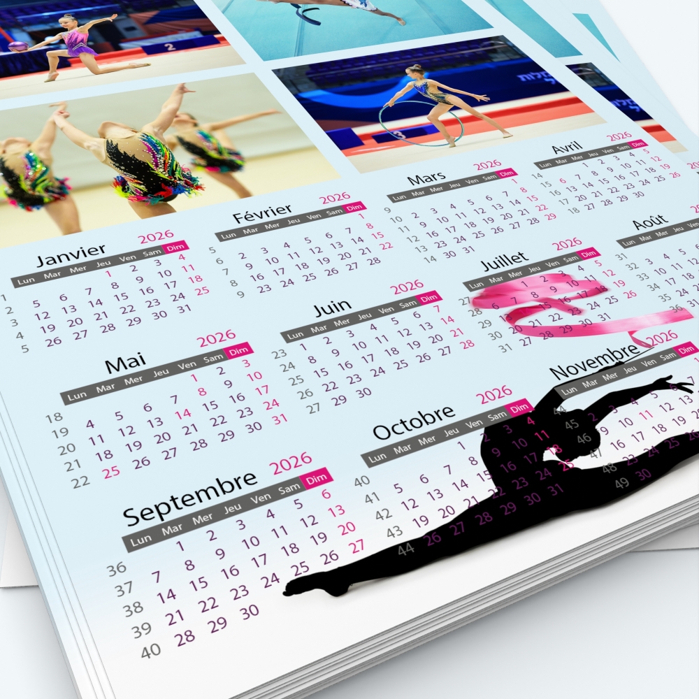 Calendrier photo une page - Grille calendaire personnalisable