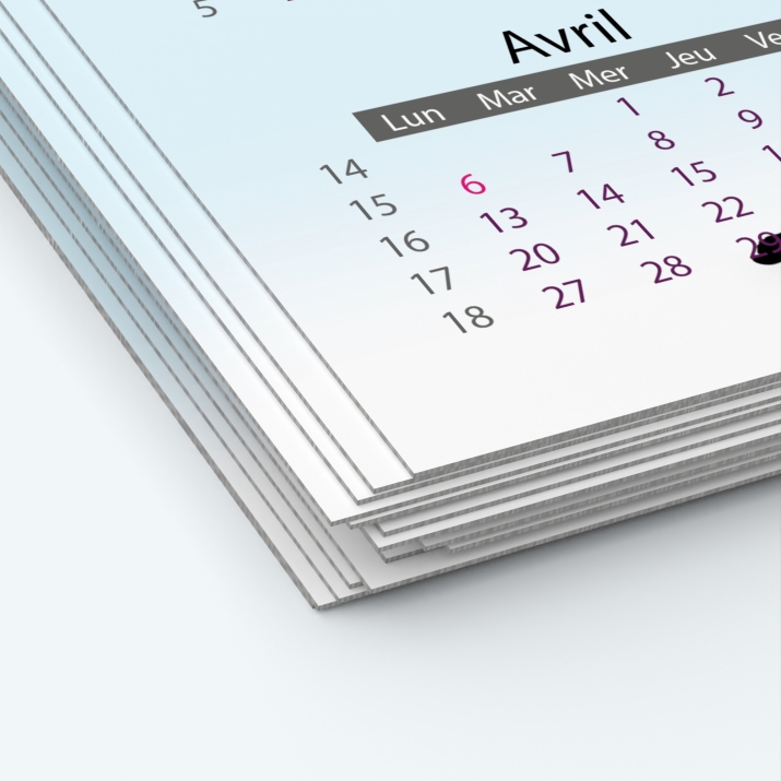 Calendrier photo deux pages XL - Papier épais rigide 400 g/m2