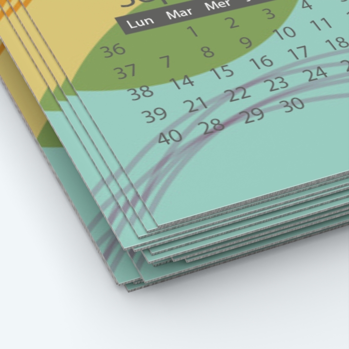 Calendrier photo une page - Papier épais rigide 400 g/m2