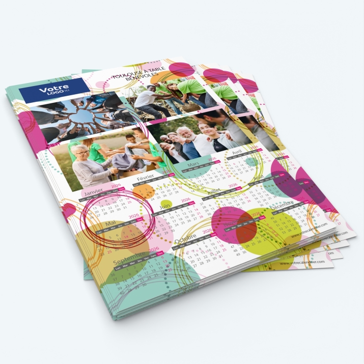 Calendrier photo une page - Minimum de commande : 25 exemplaires