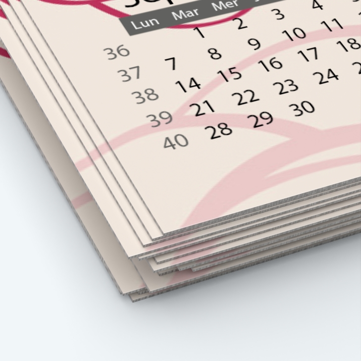 Calendrier photo une page - Papier épais rigide 400 g/m2