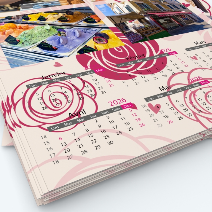 Calendrier photo deux pages - Grille calendaire personnalisable