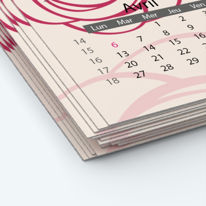 Calendrier photo deux pages - Papier épais rigide 400 g/m2