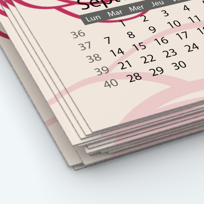 Calendrier photo une page XL - Papier épais rigide 400 g/m2