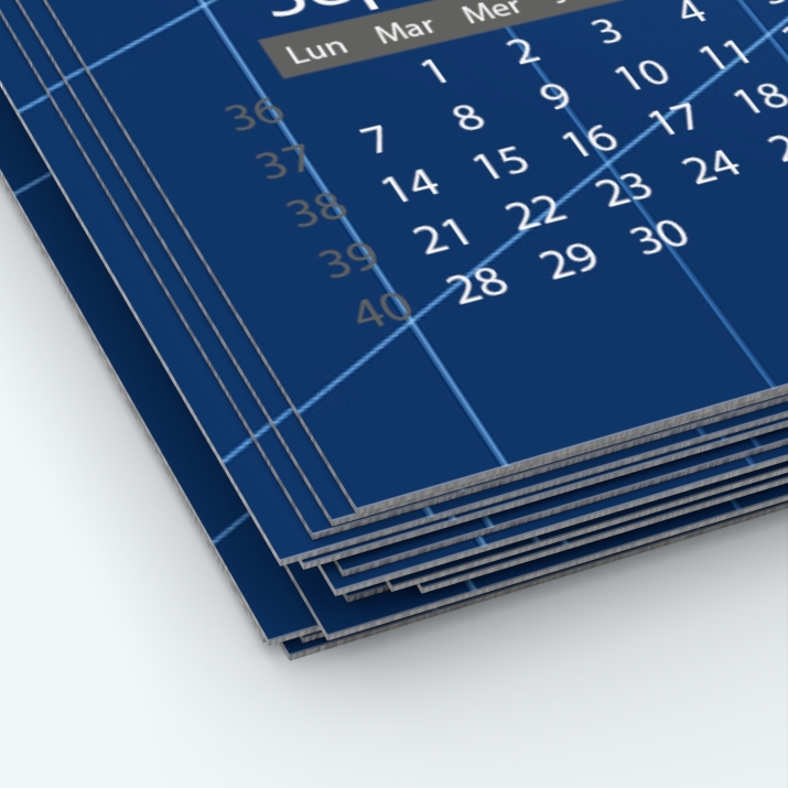 Calendrier photo une page - Papier épais rigide 400 g/m2