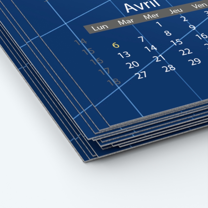 Calendrier photo deux pages - Papier épais rigide 400 g/m2