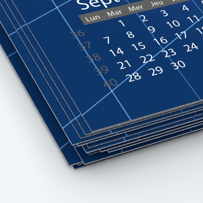 Calendrier photo une page XL - Papier épais rigide 400 g/m2
