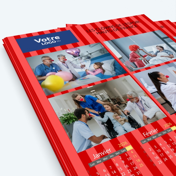 Calendrier photo une page XL - Nombre de photos, logos et texte illimité