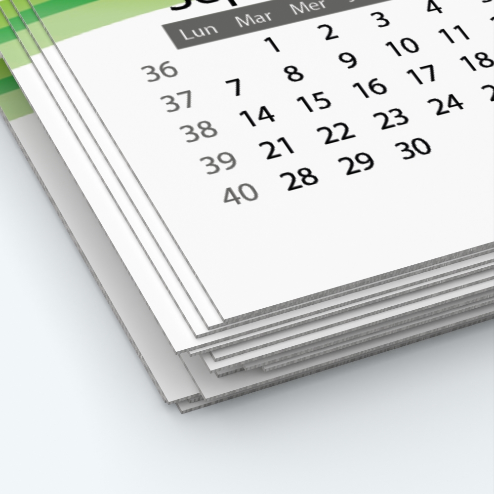 Calendrier photo une page - Papier épais rigide 400 g/m2