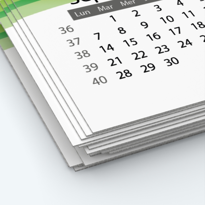 Calendrier photo une page - Papier épais rigide 400 g/m2