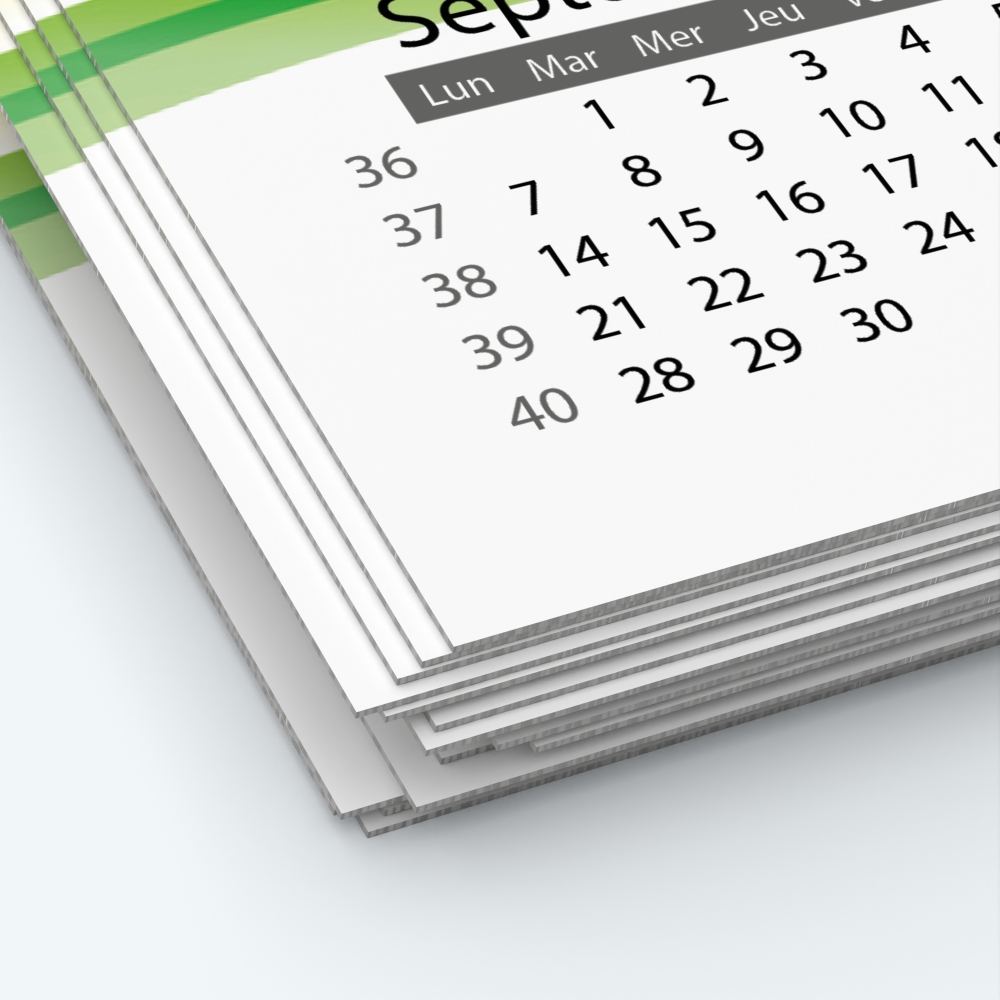 Calendrier photo une page XL - Papier épais rigide 400 g/m2