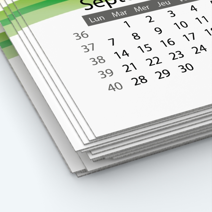 Calendrier photo une page XL - Papier épais rigide 400 g/m2
