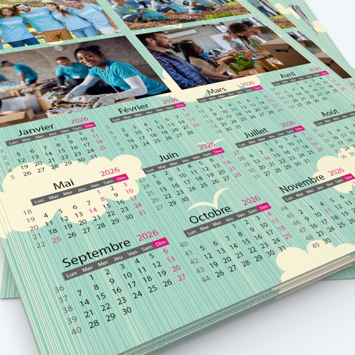 Calendrier photo une page - Grille calendaire personnalisable