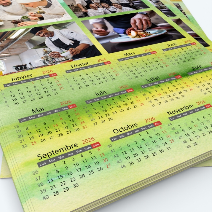 Calendrier photo une page - Grille calendaire personnalisable