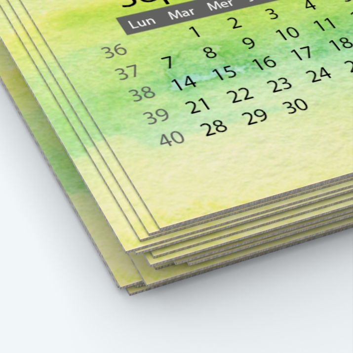 Calendrier photo une page - Papier épais rigide 400 g/m2