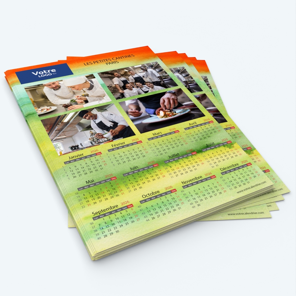 Calendrier photo une page - Minimum de commande : 25 exemplaires