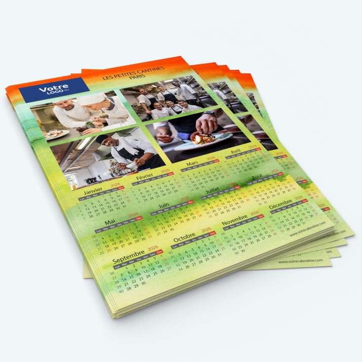 Calendrier photo une page - Minimum de commande : 25 exemplaires