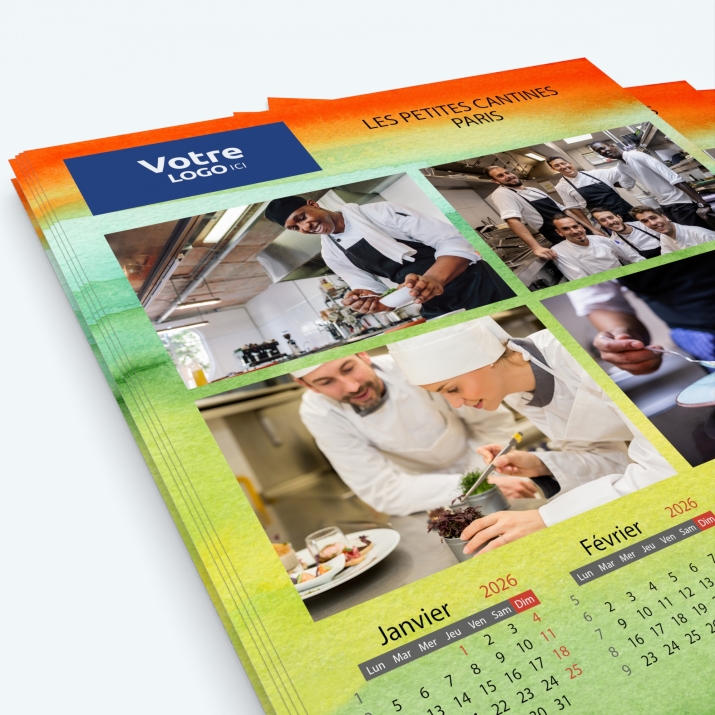 Calendrier photo une page XL - Nombre de photos, logos et texte illimité