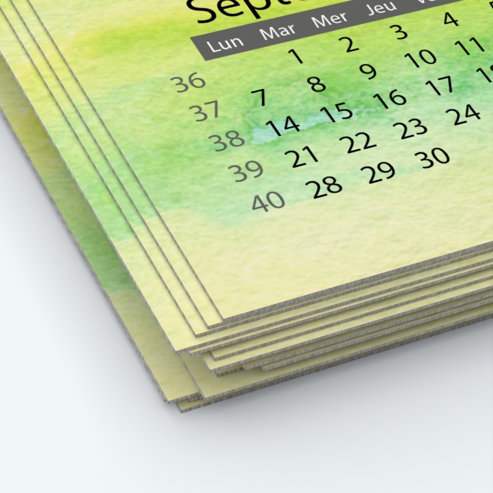 Calendrier photo une page XL - Papier épais rigide 400 g/m2