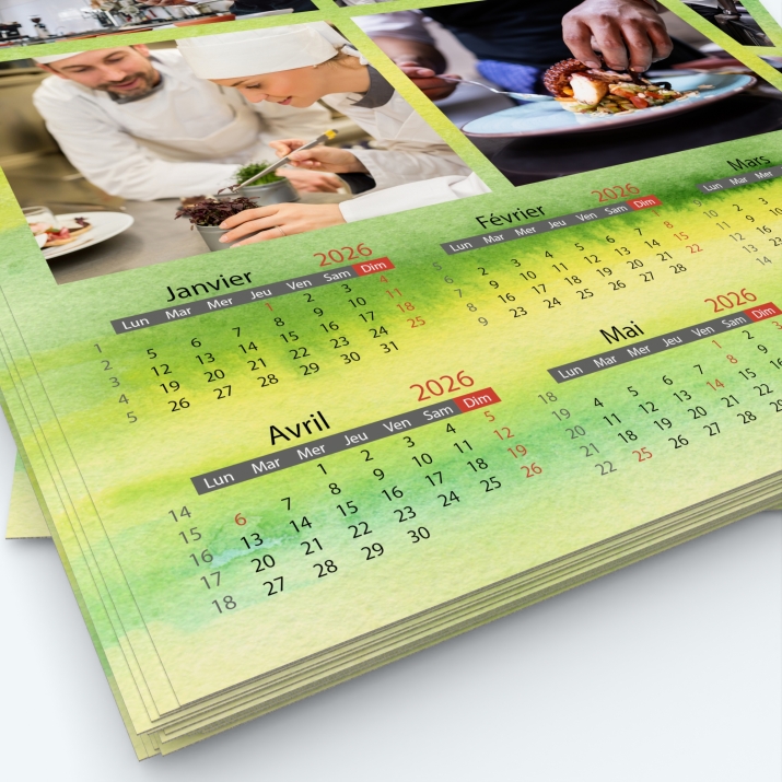 Calendrier photo deux pages XL - Grille calendaire personnalisable