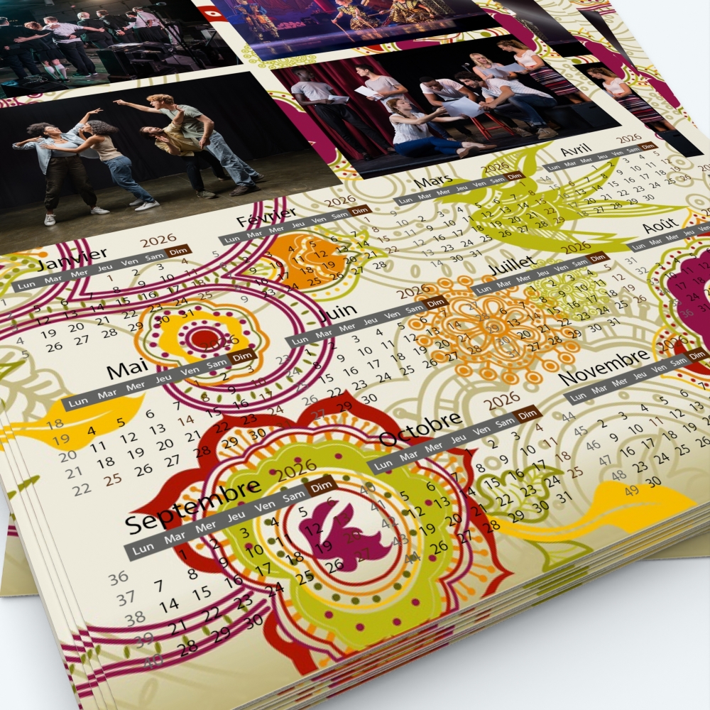 Calendrier photo une page - Grille calendaire personnalisable