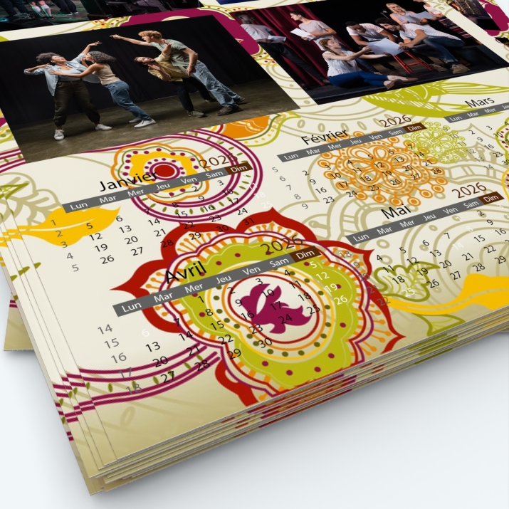 Calendrier photo deux pages - Grille calendaire personnalisable