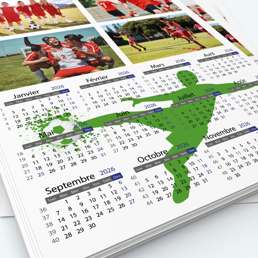 Calendrier photo une page - Grille calendaire personnalisable
