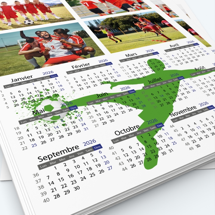 Calendrier photo une page - Grille calendaire personnalisable