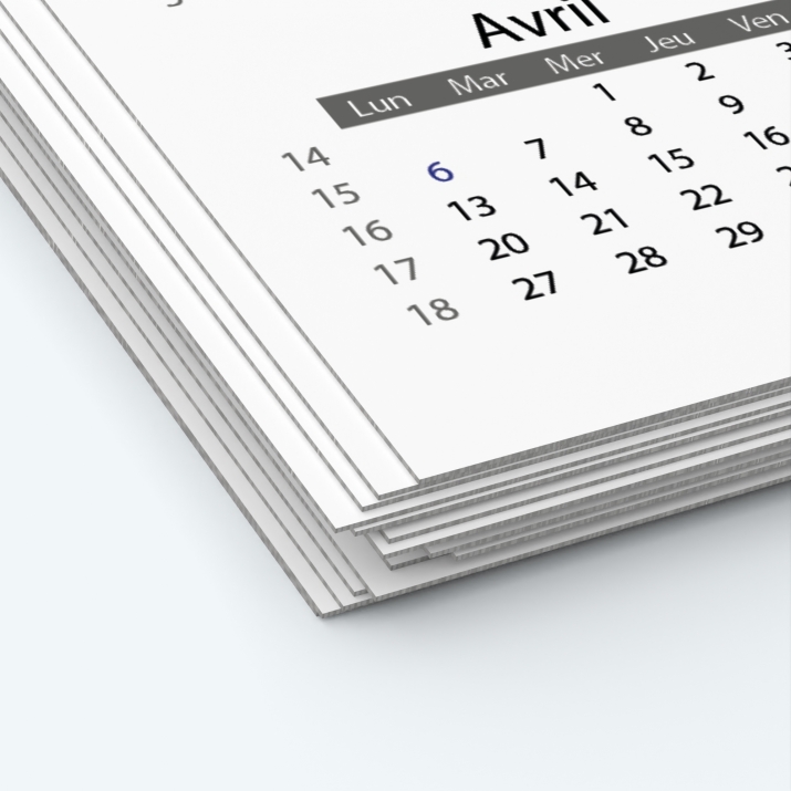 Calendrier photo deux pages - Papier épais rigide 400 g/m2