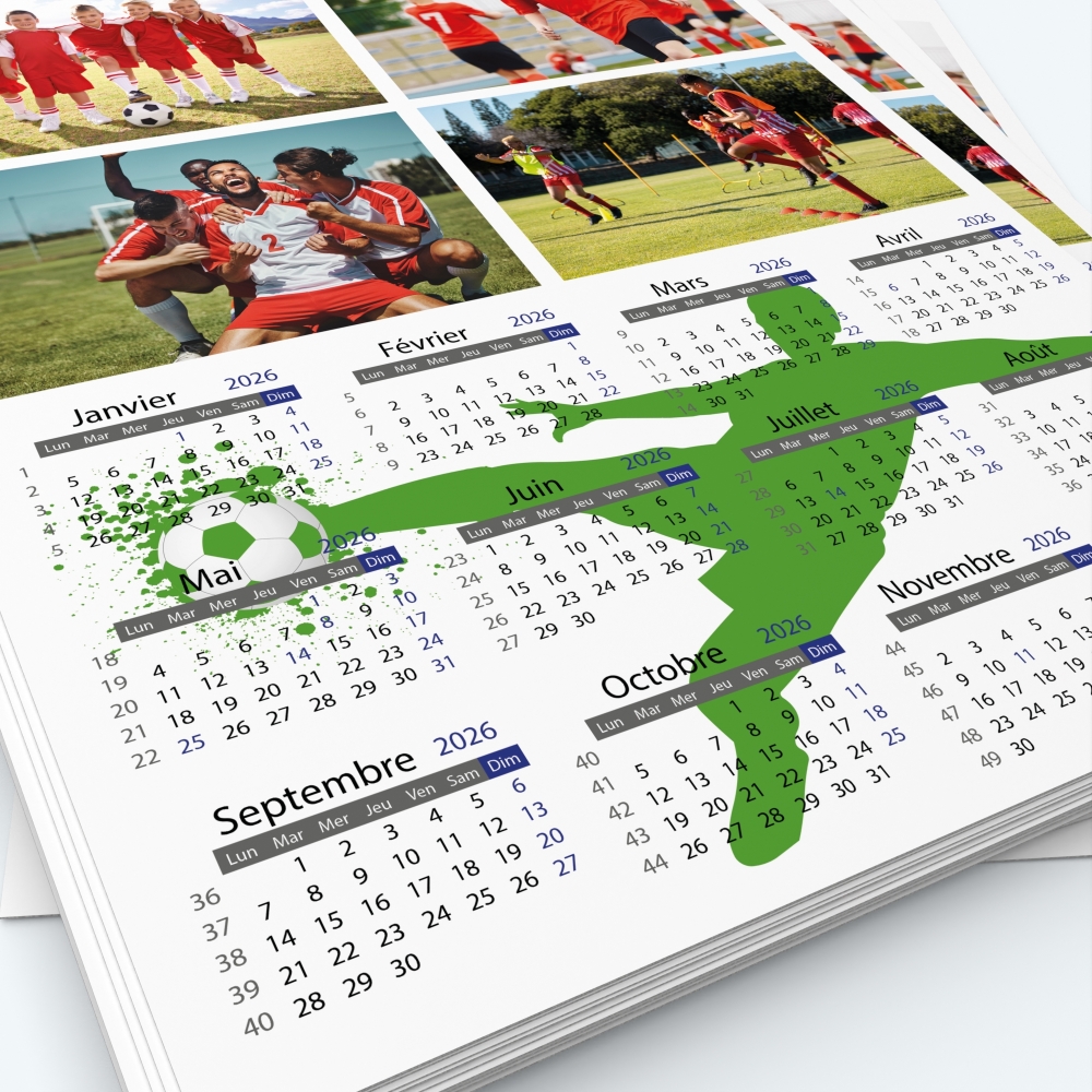 Calendrier photo une page XL - Grille calendaire personnalisable