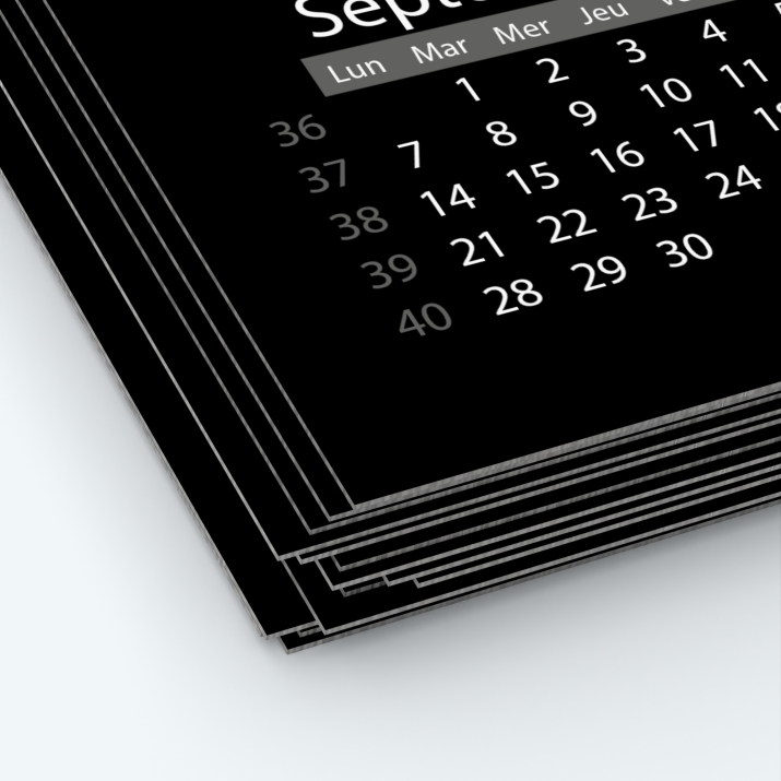 Calendrier photo une page XL - Papier épais rigide 400 g/m2