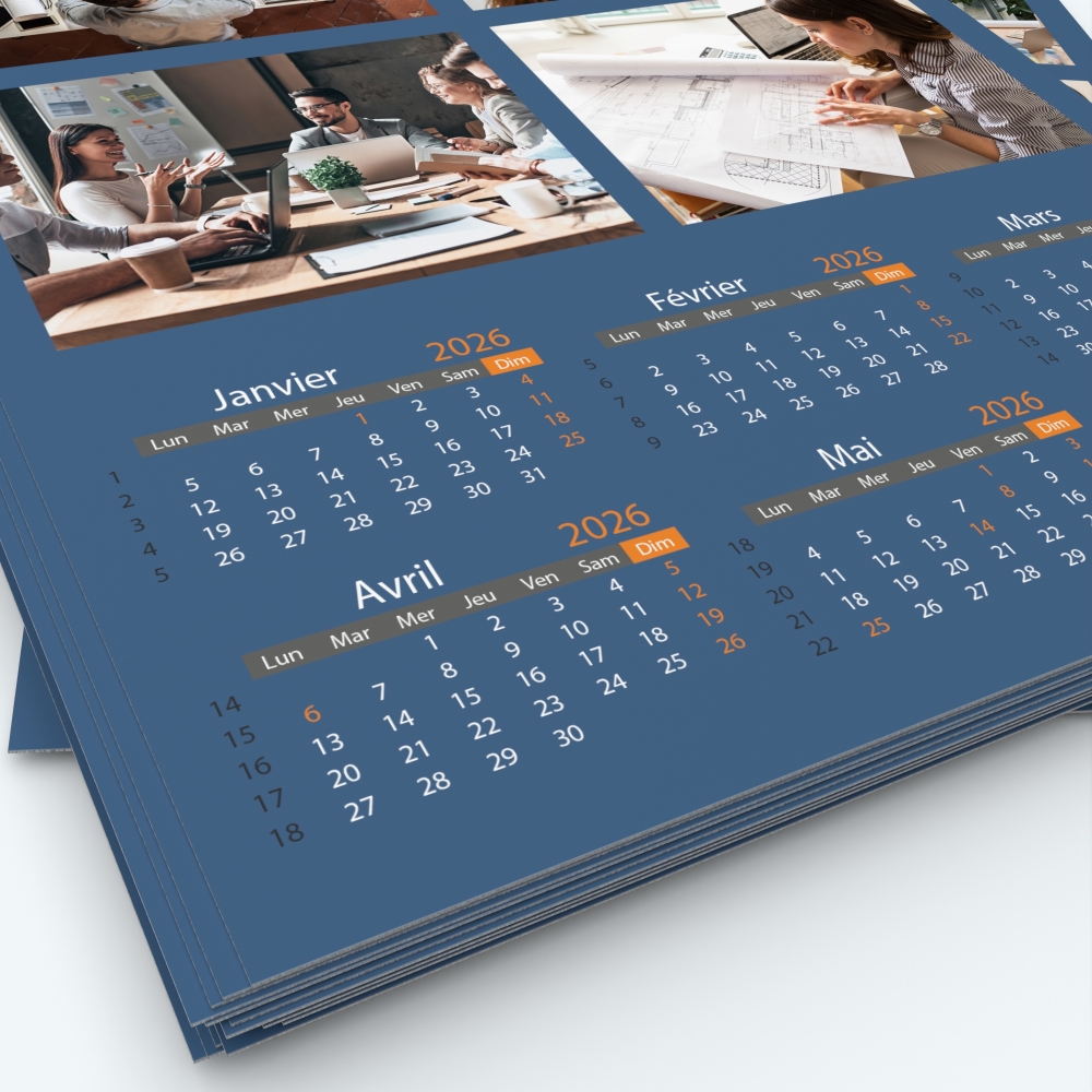 Calendrier photo deux pages - Grille calendaire personnalisable