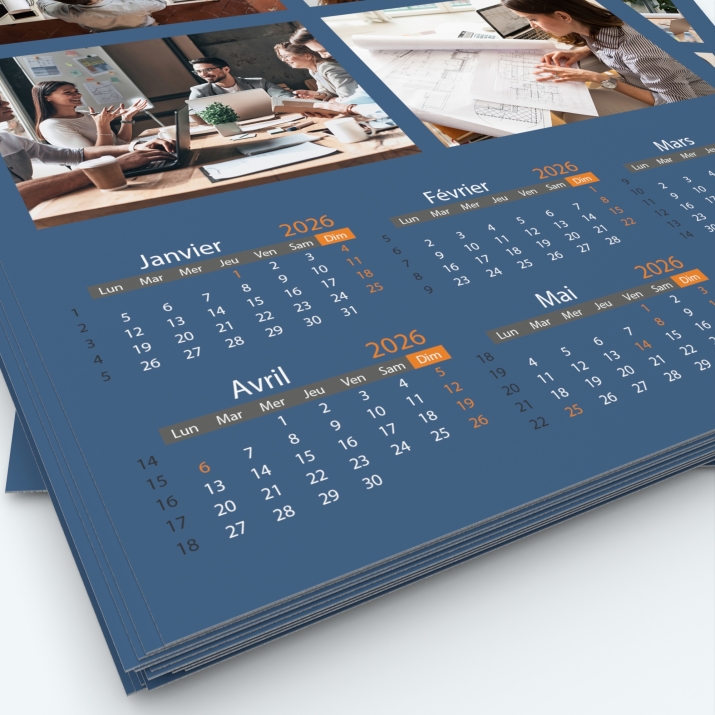 Calendrier photo deux pages - Grille calendaire personnalisable