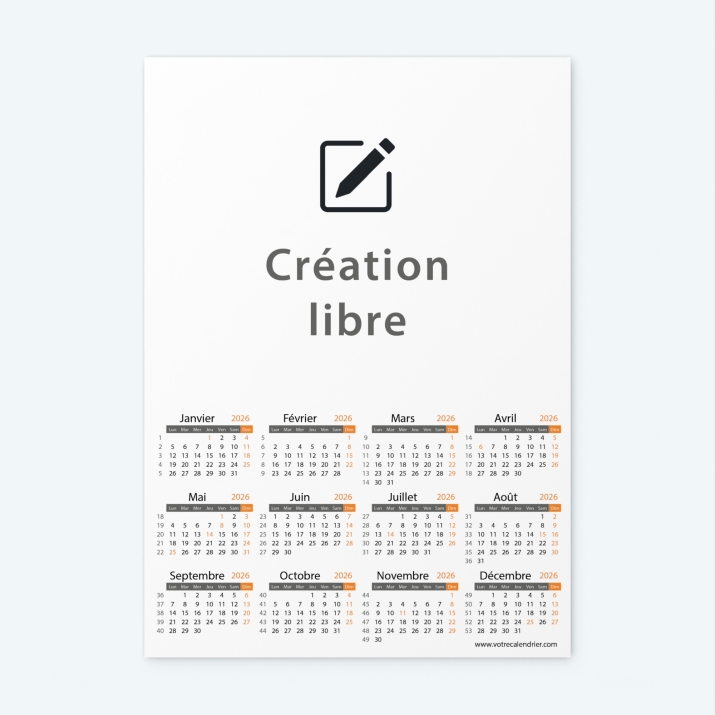 Calendrier photo une page