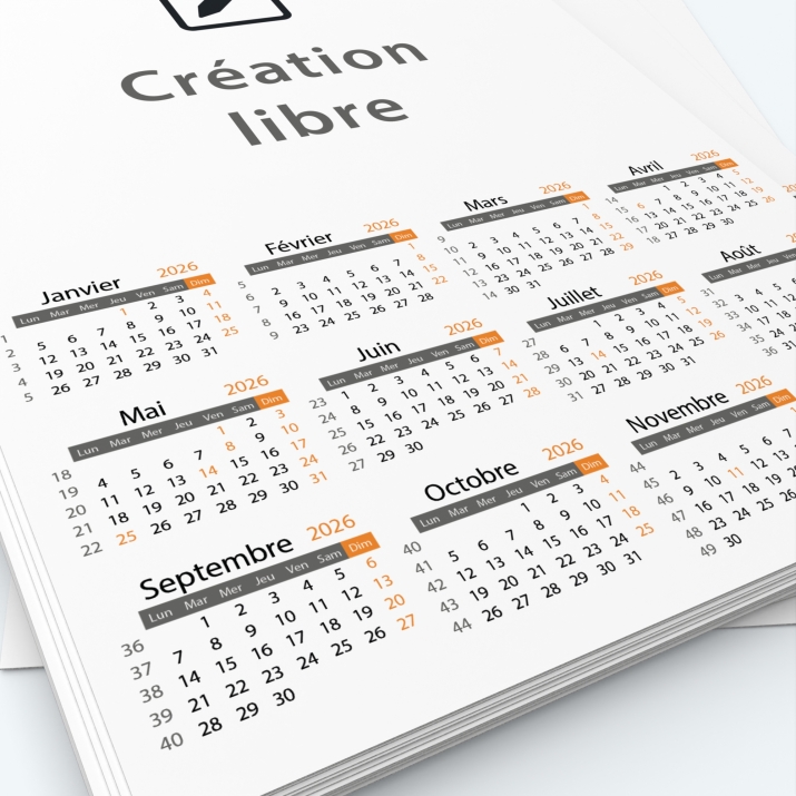 Calendrier photo une page - Grille calendaire personnalisable