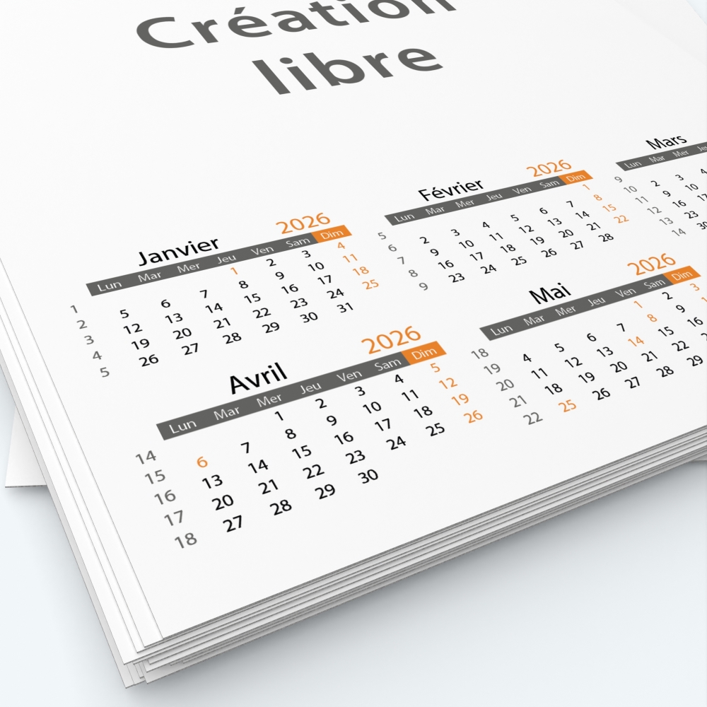 Calendrier photo deux pages - Grille calendaire personnalisable