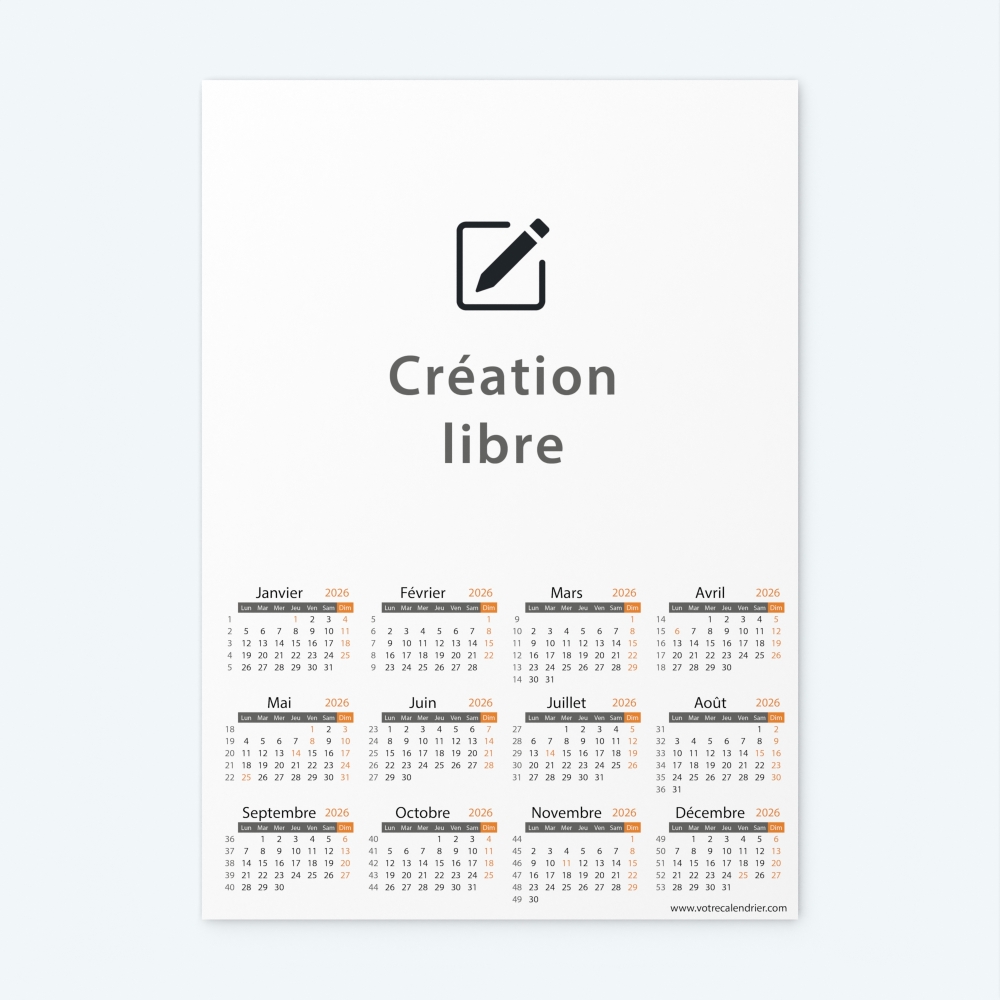 Calendrier photo une page XL