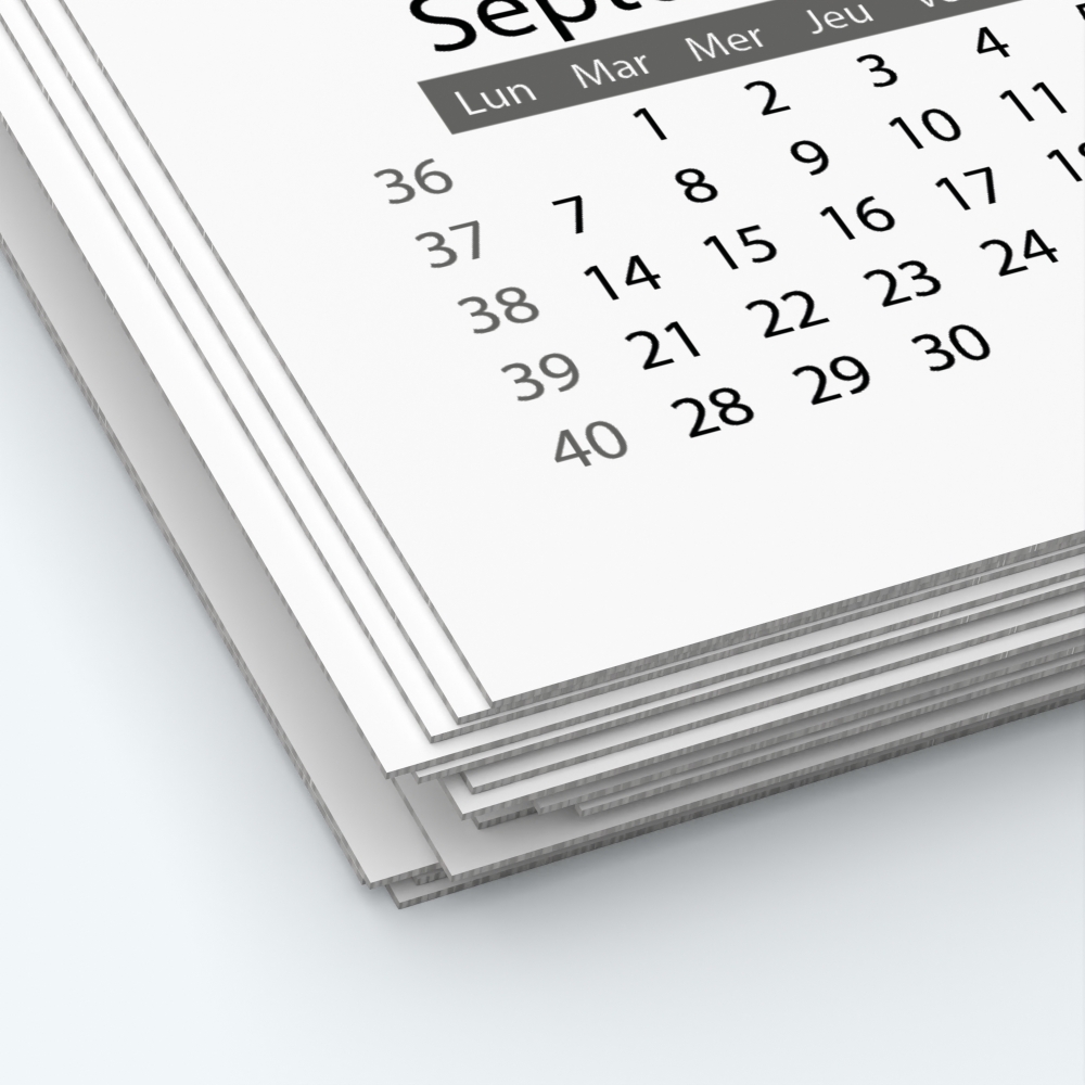 Calendrier photo une page XL - Papier épais rigide 400 g/m2