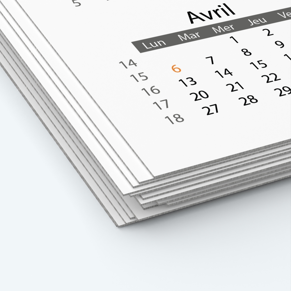 Calendrier photo deux pages XL - Papier épais rigide 400 g/m2