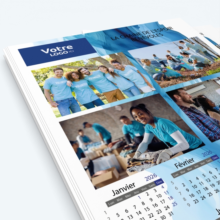 Calendrier photo une page - Nombre de photos, logos et texte illimité