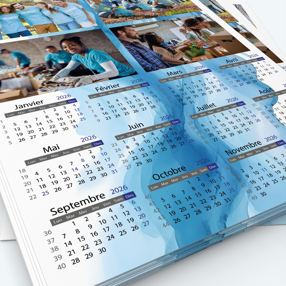Calendrier photo une page - Grille calendaire personnalisable