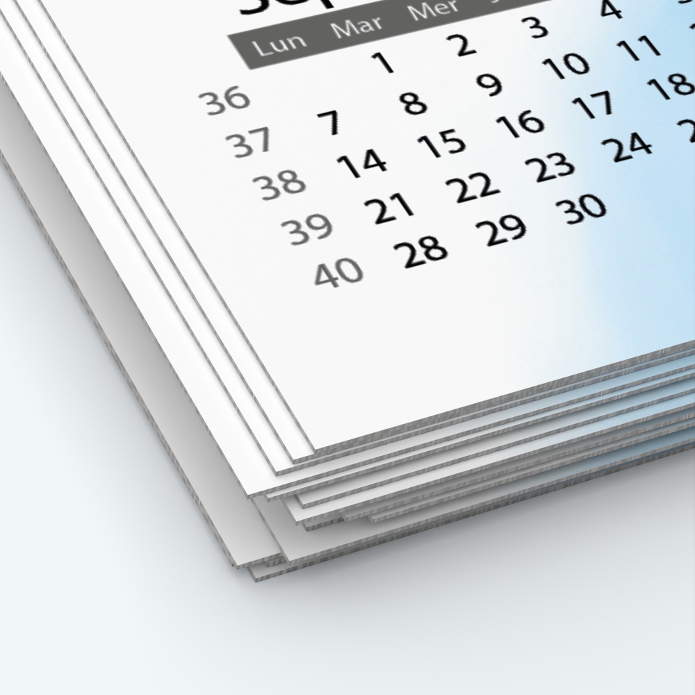 Calendrier photo une page - Papier épais rigide 400 g/m2