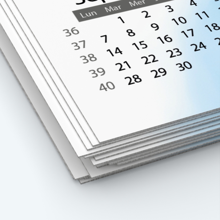 Calendrier photo une page - Papier épais rigide 400 g/m2
